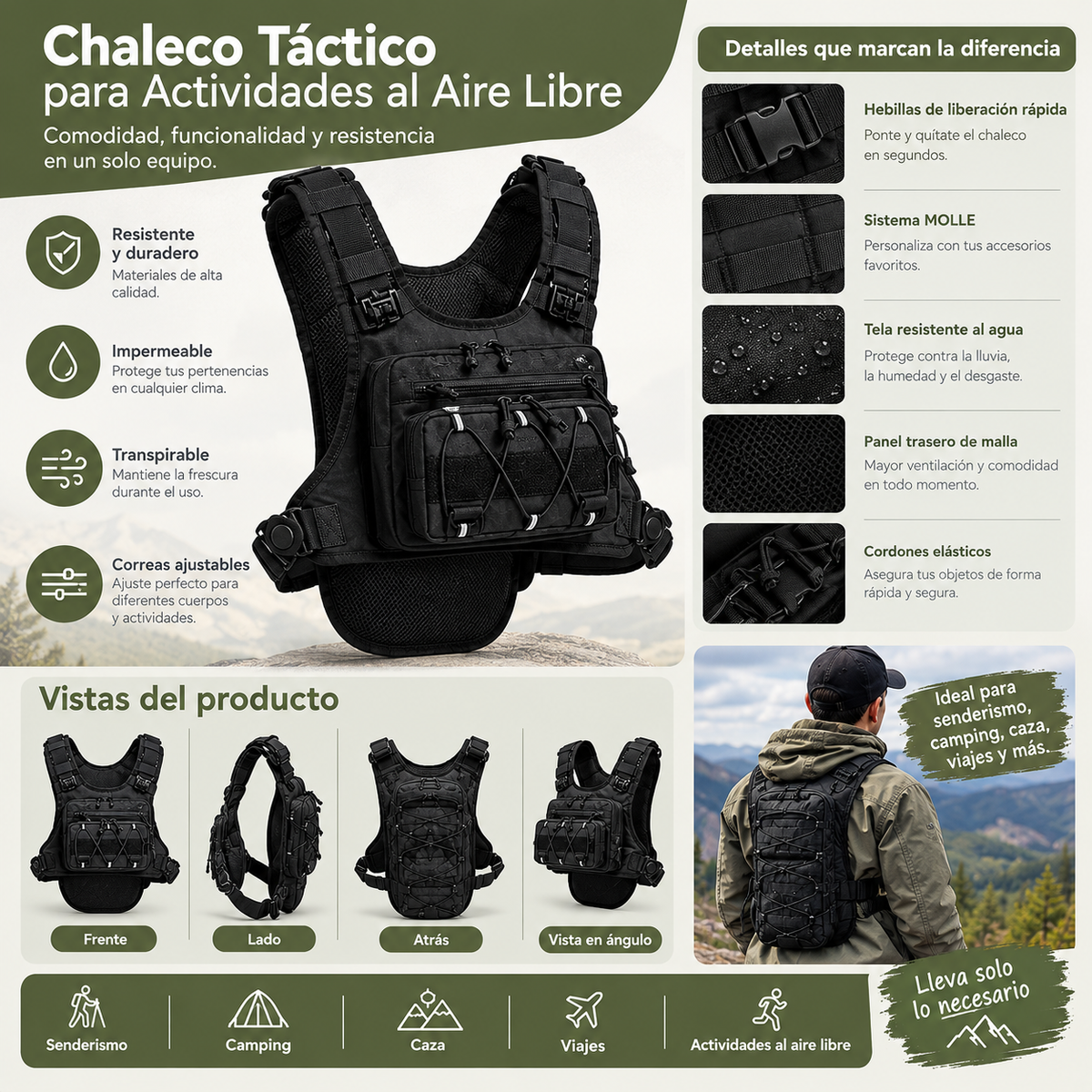 Chaleco manos libres con hidratación