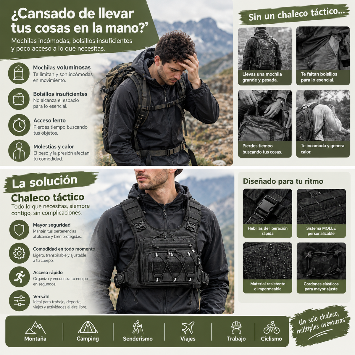 Chaleco manos libres con hidratación